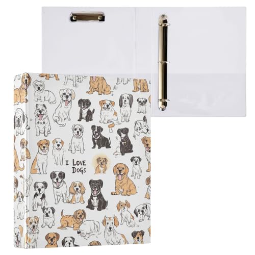3 Ring Binder I Love Dogs and Bones Decorative Binders 1.5 Inch Round Rings Binder Organizer for Letter Size Paper Hardcover Binder for Office Home 1 Pack - color: Dogs