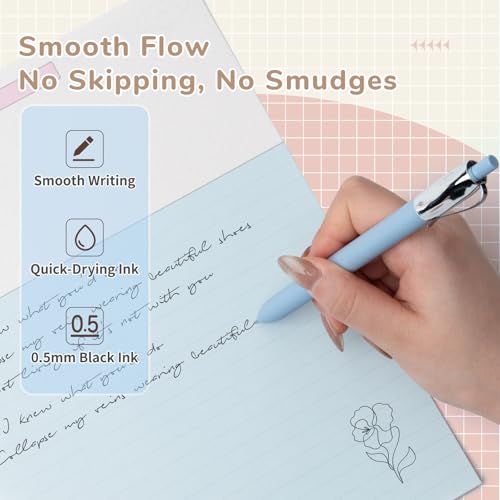 YOXMJDB 5 Pcs Gel Pens, 0.5mm Black Ink Fine Point Quick-Drying Retractable Pens with Metal Clip, Smooth Writing Pens for School & Office, Journaling & Note Taking (5 Pcs Z4 Morandi) - color: 5 Pcs Z4 Morandi