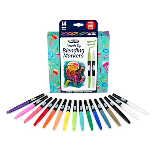 Crayola Blending Marker Set, 16 Count Markers, 2 Colorless Blenders, Adult Coloring Markers, Gifts for Teens & Adults - size: 1 Count (Pack of 1), style: Blending