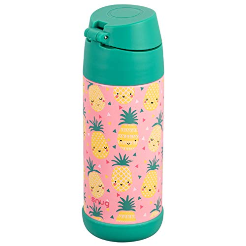 Snug Insulated Kids Water Bottle with Straw & Spout – Double-Wall Stainless Steel, Leakproof, Easy-Flip Lid – For School, Travel, Toddlers & Big Kids - Pineapples, 12oz - color: Pineapples, size: 11.8 Ounces