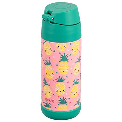 Snug Insulated Kids Water Bottle with Straw & Spout – Double-Wall Stainless Steel, Leakproof, Easy-Flip Lid – For School, Travel, Toddlers & Big Kids - Pineapples, 12oz - color: Pineapples, size: 11.8 Ounces