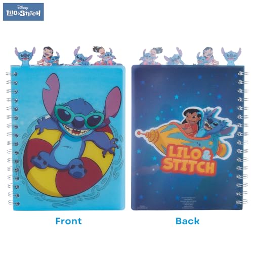 Disney Lilo and Stitch Tab Journal Notebook, Spiral Bound, 96 Lined Pages, 8 x 7 inches, Blue - style: Lilo and Stitch