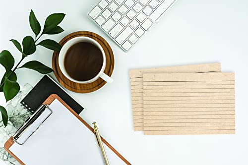 Home Advantage Double Sided Ruled Kraft Tan Index Cards, File Note Cards (4-x-6)