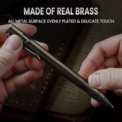 Origin-Joy Brass Bolt Action Pen Set, Heavy Duty EDC Copper Metal Tactile Turn Pen With Gel Ink Refills (Black & Gunmetal Gray) - color: Black & Gunmetal Gray