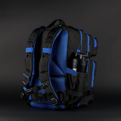 WOLFpak 45L Athletic Gym Backpack - Durable 1000D Waterproof Oxford Material with MOLLE Webbing, Laptop Pocket - color: Blue Wolf