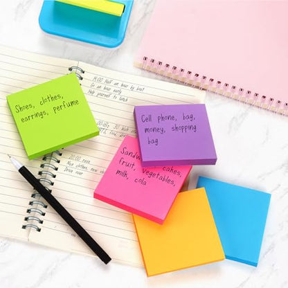 Osboo Sticky Notes 3x3 Pop Up Self-Stick Notes Pads with 6 Bright Colors, Easy to Post for Office, School, Home, 6 Pads/Pack, 100 Sheets/Pad(Pop Up) - color: Pink, Yellow, Green, Blue