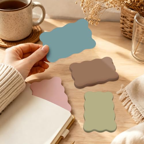 Whaline 150Pcs Boho Index Cards 3 x 5 Inch Neutral Color Flash Notecard Scalloped Blank Index Card for Note-Taking Studying Organizing School Office Supplies - color: Boho