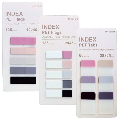 UniBright 316 Pcs Sticky Tabs for Books, Transparent Writable Page Markers, Repositionable Bible Sticky Notes with Strong Adhesive, Morandi Colors, Multiple Sizes for Office School Home - color: Morandi-316pcs