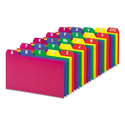 Oxford Poly Index Card Guide Set, 3 x 5 Inches, A-Z, 1/5 Inch Cut Tabs, Assorted Colors, 25 per Set (73153) - size: 3 x 5 Inches