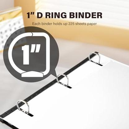 12 Pack Telescoping 3 Ring Binder 1 Inch, Flexible Thin Binder with Customized Front Cover, Holds 8.5x11 Paper, School Office Supplies, White - color: White, size: 1 Inch, style: with Customized Cover - 12PCS