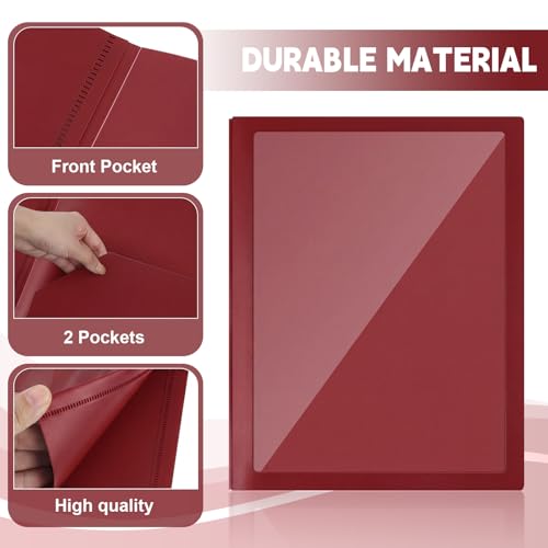 Teling 24pcs Heavy Duty Plastic Folders with Clear Front Pocket and Card Slot, 3 Prongs and 2 Pockets, Letter-Size, Reports Document Presentations Office Supplies, Back to School Gifts (Dark Red) - color: Dark Red