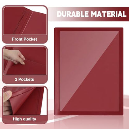 Teling 24pcs Heavy Duty Plastic Folders with Clear Front Pocket and Card Slot, 3 Prongs and 2 Pockets, Letter-Size, Reports Document Presentations Office Supplies, Back to School Gifts (Dark Red) - color: Dark Red