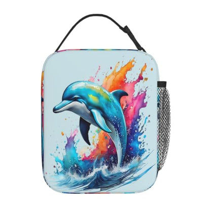 Colorful Dolphin Lunch Bag 10In | Insulated Lunch Box Reusable Tote Bag For Picnic Office For Women Men - color: Style 11