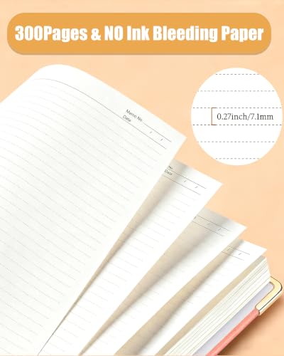 Hardcover Spiral Notebook Journal with Removable Dividers Tabs, 5 Subject Notebooks for Work School, 300 pages 8"x10" B5 leather Journal College Ruled, Cute Journal for women, Pink - color: Pink