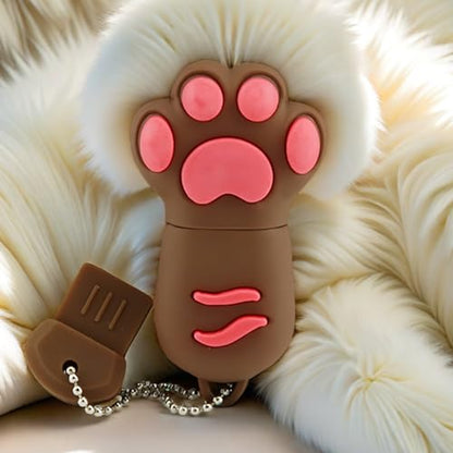 64GB USB 2.0 Flash Drive Cartoon Novelty Lovely Cat Paw Memory Stick Silicone Rubber Ainmal Pendrive Brown, 64GB-catpaw-brown2.0 - color: Catpaw-brown, size: 64GB 2.0