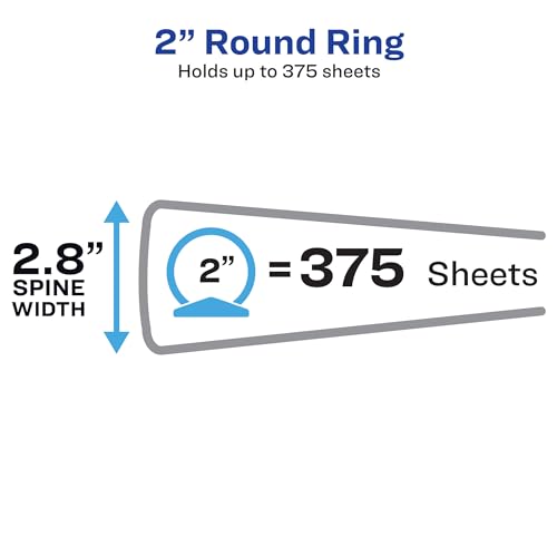 AVERY Mini Binder 2 Inch Round Rings Black | 5.5 x 8.5 Inch | Holds 375 Sheets | With Interior Pockets | Pack of 6 - size: 2" (Pack of 6)