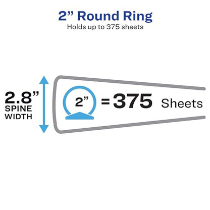 AVERY Mini Binder 2 Inch Round Rings Black | 5.5 x 8.5 Inch | Holds 375 Sheets | With Interior Pockets | Pack of 6 - size: 2" (Pack of 6)