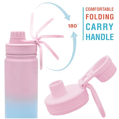 CHILLOUT LIFE 17oz Kids Insulated Stainless Steel Water Bottle with Leak Proof Spout Lid & 144 Stickers - color: Cotton Candy, style: 17 oz