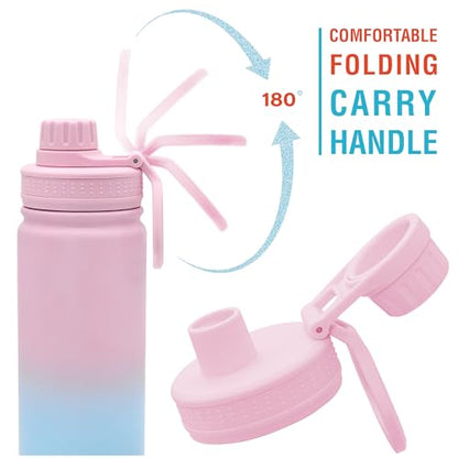 CHILLOUT LIFE 17oz Kids Insulated Stainless Steel Water Bottle with Leak Proof Spout Lid & 144 Stickers - color: Cotton Candy, style: 17 oz