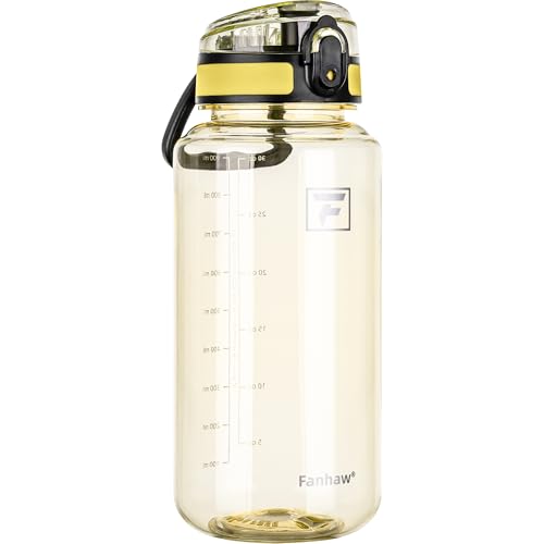 Fanhaw 32 Oz Clear Tritan Water Bottle, BPA-Free & Leak-Proof, Wide Mouth with Anti-dust Chug Lid, Reusable Plastic Bottle for Gym, Travel, School & Office, Back to School Essentials (Imperial Yellow) - color: Imperial Yellow, size: 32 Ounces