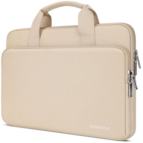 DOMISO 14 inch Laptop Case Sleeve Protective Cover Compatible with MacBook Air 15 M4 M3 M2,MacBook Pro,14-15 inch HP Dell ASUS Lenovo Chromebook,Waterproof Computer Bag with Handle,Beige - color: Beige, size: 14 inch