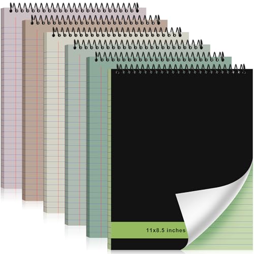 Resurhang 6 Pcs Legal Pad Top Spiral Bound Notebook 70 Sheets Double Sided College Ruled Paper Notepad Memo Steno Pad with Stiff Cover for Business College(8.5 x 11 Inches,No Holes,Neutral Color) - color: Neutral Color, size: 8.5 x 11 Inches, style: No Ho