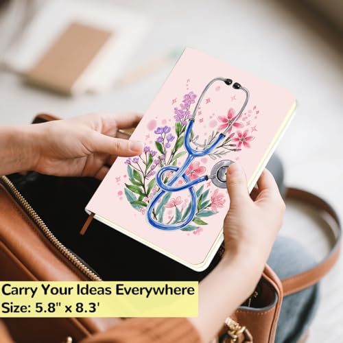 Lovdazzles Pretty Stethoscope Medical Notebook Journal 200 Pages A5 Ruled Doctor Nurse Notebook, Medical Student Gifts, Nurse Doctor Gifts for Women Men, Appreciate Gift(5.8 x 8.3) - color: Multi 1715