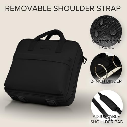 Sturdy 3 Ring Zipper Binder with Strap - 2" Binder with Pockets Holds 500 Sheets, Laptop & More - Durable & Easy to Carry - color: Black