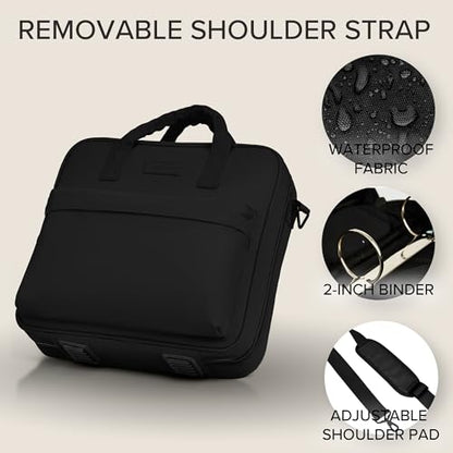 Sturdy 3 Ring Zipper Binder with Strap - 2" Binder with Pockets Holds 500 Sheets, Laptop & More - Durable & Easy to Carry - color: Black