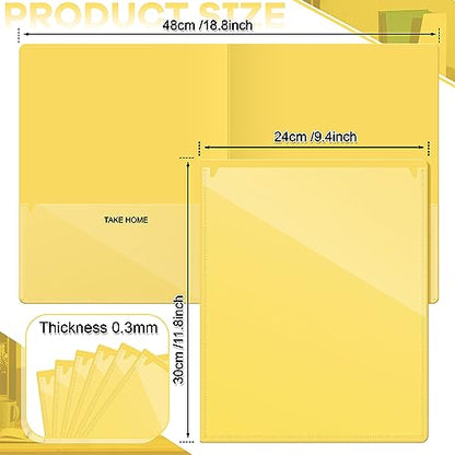 Henoyso 48 Pcs Folders Take Home Heavy Duty 2 Pocket Homework Folder for Students Parent Teacher Communication,11.8 x 9.45 Inch(Yellow) - color: Yellow