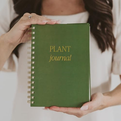 Sweet Water Decor Plant Journal, Cute Lined Spiral Notebook for Women, 125 Prompt Pages for Writing & Tracking Plant Growth, Green Matte Laminate Hardcover Diary with Gold Foil Details - style: Plant