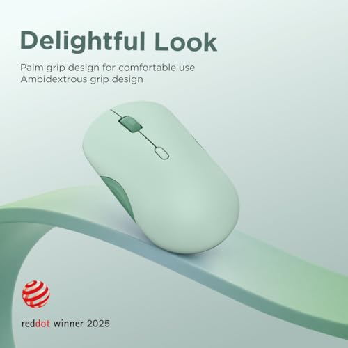 Lenovo 350 Wireless Bluetooth Mouse, Silent Click, 3 Level DPI (1000, 1600, 2400), 36 Month Battery Life, 2 Device Pairing, Breeze Moss - color: Breeze Moss