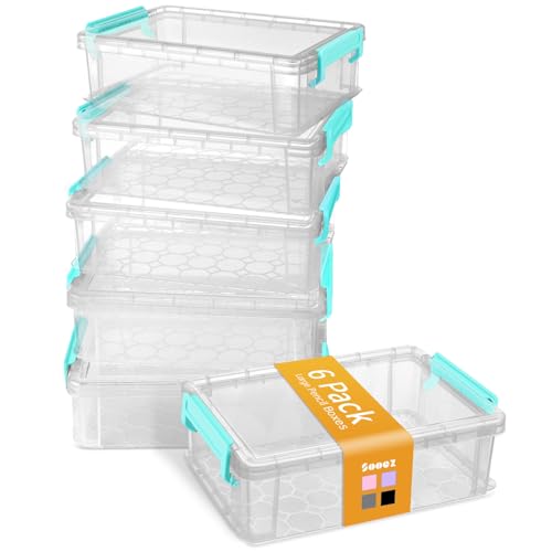 Sooez 6 Pack Extra Large Pencil Box, Plastic Pencil Case Crayon Box Bulk, Clear Marker Organizer Plastic Containers with Lid, Stackable Storage Boxes for Craft, Pen, Art, School Supply, Blue - color: Blue, size: Large