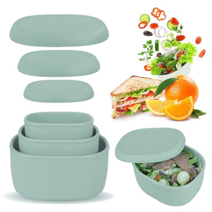 Anatole Silicone Food Storage Containers Set of 3 Lunch Box Bento with Lids BPA Free Dishwasher Microwave Oven Freezer Safe (6.7oz, 10oz, 20oz) - color: 3 Pack - Green