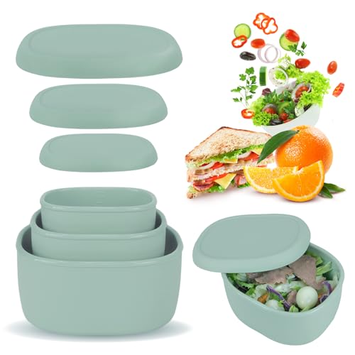 Anatole Silicone Food Storage Containers Set of 3 Lunch Box Bento with Lids BPA Free Dishwasher Microwave Oven Freezer Safe (6.7oz, 10oz, 20oz) - color: 3 Pack - Green