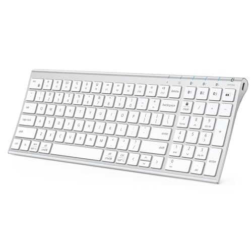 iClever BK10 SE Bluetooth Keyboard for Mac, Multi-Device Slim Wireless Keyboard with Numeric Keypad, Standard Full-Size Keys, USB-C Rechargeable, Compatible with iPad Windows iOS Android - color: Silver