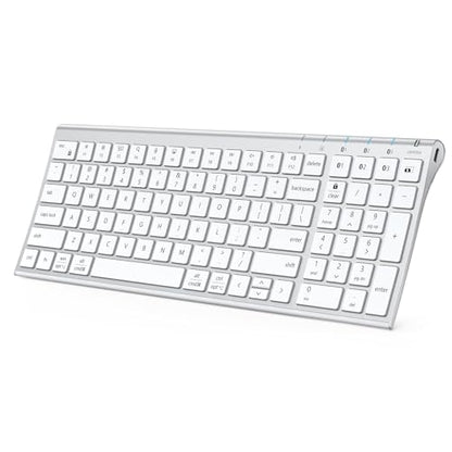 iClever BK10 SE Bluetooth Keyboard for Mac, Multi-Device Slim Wireless Keyboard with Numeric Keypad, Standard Full-Size Keys, USB-C Rechargeable, Compatible with iPad Windows iOS Android - color: Silver