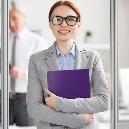 60-Pack Plastic Folders with Pockets and Prongs, 2-Pocket Poly Folders with 3 Fasteners Holds 8-1/2" x 11" Paper for School/Office/Home, Purple - color: Purple, size: 60-Pack