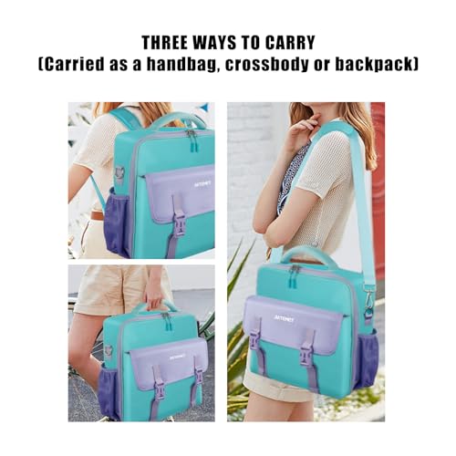 3 Ring Zipper Binder Bag for 700+ Sheets Capacity Detachable Backpack Straps & Shoulder 14 Inch Laptop for School and Office (Light Blue)