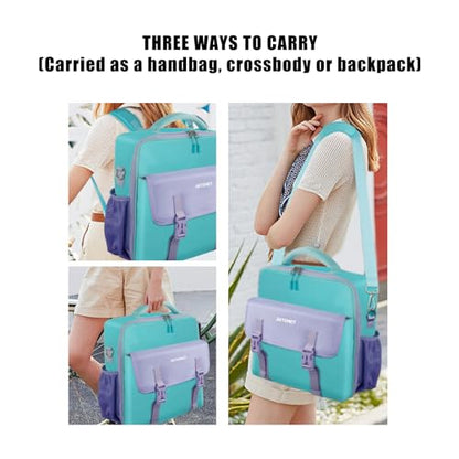 3 Ring Zipper Binder Bag for 700+ Sheets Capacity Detachable Backpack Straps & Shoulder 14 Inch Laptop for School and Office (Light Blue)