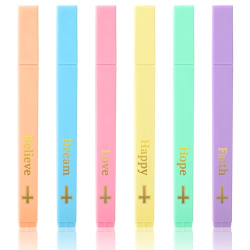 JIXZEN 6Pcs Bible Highlighters, No Bleed Highlighters Assorted Colors, Macaron Colors with Soft Chisel Tip, Cute Highlighter for Bible Study Marking Painting Journaling - color: Macaron