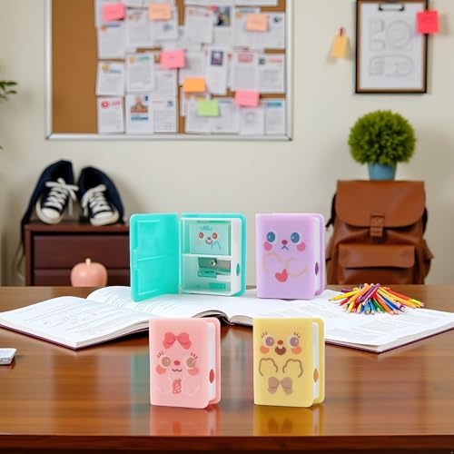 1Pc Multicolor Cute Dual Purpose Book Pencil Sharpener Eraser, Cute Cartoon Student Eraser Pencil Sharpener Writing and Correction Supplies