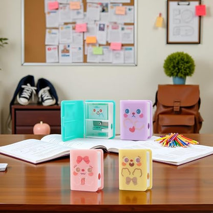 1Pc Multicolor Cute Dual Purpose Book Pencil Sharpener Eraser, Cute Cartoon Student Eraser Pencil Sharpener Writing and Correction Supplies