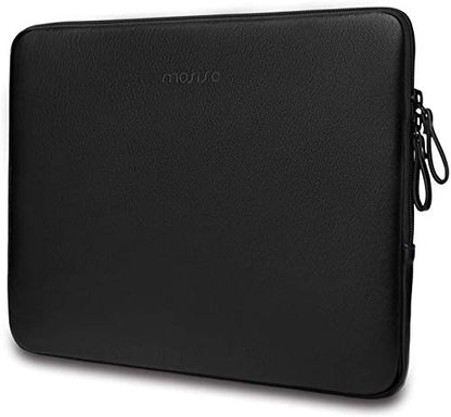 MOSISO Laptop Sleeve Bag 16 inch Compatible with MacBook Air 15 inch 2026-2023 M4 M3 M2/Pro 16 inch 2026-2019 M4 M3 M2 M1, 15-15.6 inch Notebook, PU Leather Padded Bag Waterproof Case, Black - color: Black, size: 16 inch