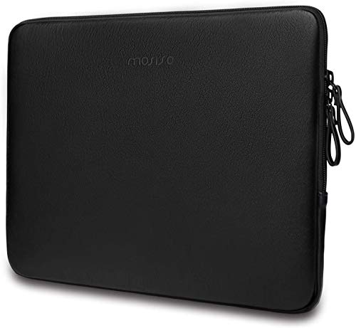 MOSISO Laptop Sleeve Bag 16 inch Compatible with MacBook Air 15 inch 2026-2023 M4 M3 M2/Pro 16 inch 2026-2019 M4 M3 M2 M1, 15-15.6 inch Notebook, PU Leather Padded Bag Waterproof Case, Black - color: Black, size: 16 inch