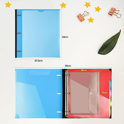 WOT I Telescoping Project Organizer 2-Pack, Refillable Binder with Dividers and Pockets, 13 Pocket Folders, 1 Inch 3 Ring Binder, Blue - color: Blue, size: 2 Pack
