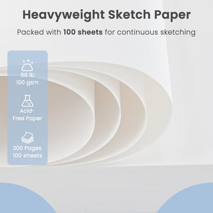 Cewei Drawing Pad 9x12, 100 Sheets Hardcover Spiral Bound, 68lb/100gsm White Paper Drawing Pad for Kids. - color: Mist Blue, size: 9" x 12" (Pack of 1)