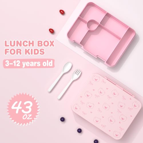 ACESAK Backpack for Girls with Bento Box - 4 PCS Cute Girls Backpack with Lunch Box, Pencil Case & Bento Box Set - 43oz Leakproof Lunch Box Kids Snack Containers Set Back to School Supplies (Pink) - color: Pink