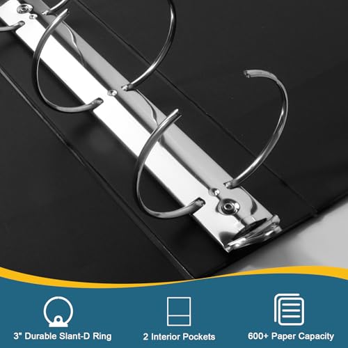 CIXILDTS 3" 3 Ring Binder, Standard 3-Inch Round Ring Binder Fit Letter Size Paper, Presentation View Binders, 10 Packs, Black - color: Black, size: 3", style: 10-Pack