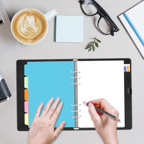 A5 Blank Paper Refill - 6 Hole Planner Inserts for A5 Binder, 200 Pages 6 Ring Loose Leaf Blank Paper with 5 Colorful Binder Dividers, 5.8" x 8.5" - style: 6-Hole Blank